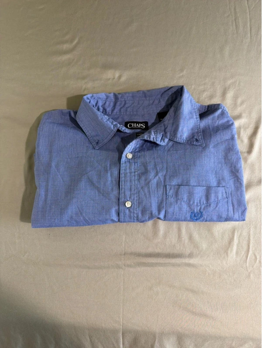CHAPS Easy Care  Shirt Mens  XL Blue Long Sleeve Button Down